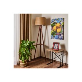 Evidea Lighting Kahverengi Ceviz 153 cm Sehpalı Tripod Lambader
