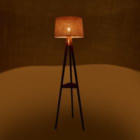 Evidea Lighting Kahverengi Ceviz 153 cm Sehpalı Tripod Lambader