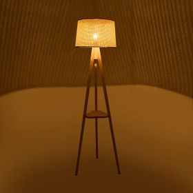 Evidea Lighting Krem Naturel 153 cm Sehpalı Siyah Biyeli Tripod Lambader