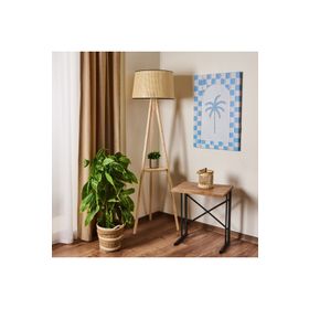 Evidea Lighting Krem Naturel 153 cm Sehpalı Siyah Biyeli Tripod Lambader