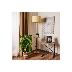 Evidea Lighting Naturel Krem 150x40x40 cm Oval Sehpalı Ahşap Lambader