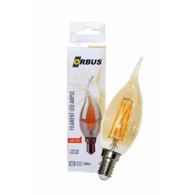 Evidea Orbus C37 4W Filament Bulb Amber Kıvrık Uç E14 300Lm Ra80 220- 240V/50Hz 2200K Sarı Işık Ampul