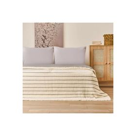 Evidea Serena Soft Ekru Antrasit 170x230 cm Tek Kişilik Yatak Örtüsü