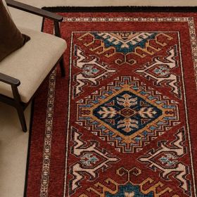 Evidea Soft 120x180 cm Kırmızı Uşak Saray Desenli Halı