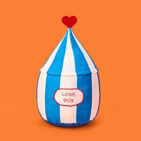 Evidea Soft 20x37 cm Lovebox Figürlü Beyaz Mavi Yastık