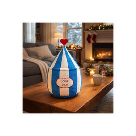 Evidea Soft 20x37 cm Lovebox Figürlü Beyaz Mavi Yastık