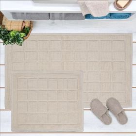 Evidea Soft 60x100 cm + 50x60 cm Kare Ekru 2'li Banyo Paspası