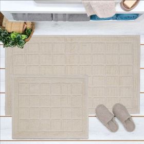 Evidea Soft 60x100 cm + 50x60 cm Kare Ekru 2'li Banyo Paspası