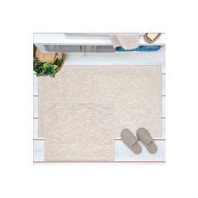 Evidea Soft 60x100 cm + 50x60 cm Kare Ekru 2'li Banyo Paspası