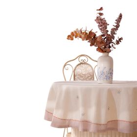 Evidea Soft Aris Ekru 150x150 cm Yuvarlak Masa Örtüsü