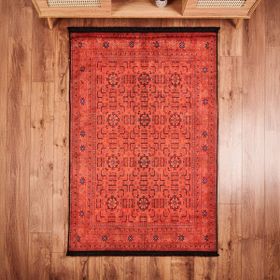 Evidea Soft Atlas Kırmızı 120x180 cm Afgan Desenli Halı
