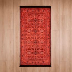 Evidea Soft Atlas Kırmızı 80x150 cm Afgan Desenli Halı