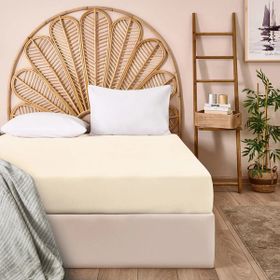 Evidea Soft Basic Ekru 180x200 cm Çift Kişilik Lastikli Çarşaf