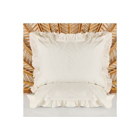 Evidea Soft Basic Fırfırlı Ekru 50x70 cm 2'li Yastık Kılıfı