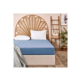 Evidea Soft Basic Mavi 240x260 cm Çift Kişilik Düz Kenar Çarşaf