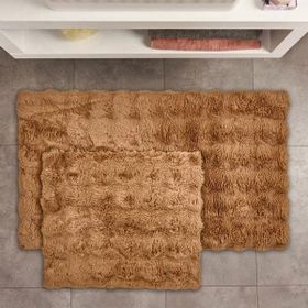 Evidea Soft Bubble 60x100 cm + 50x60 cm Kahverengi 2'li Banyo Paspası