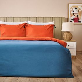 Evidea Soft Colorful Kiremit-Lacivert Çift Kişilik Nevresim Takımı