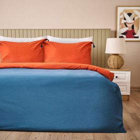 Evidea Soft Colorful Kiremit-Lacivert Çift Kişilik Nevresim Takımı