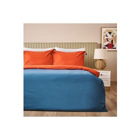 Evidea Soft Colorful Kiremit-Lacivert Çift Kişilik Nevresim Takımı