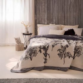 Evidea Soft Davi Ekru Antrasit 150x200 cm Pamuklu Tek Kişilik Battaniye