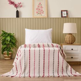 Evidea Soft Elvia Krem 150x200 cm Pamuklu Tek Kişilik Battaniye