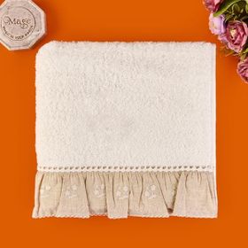 Evidea Soft French Cottage Twin Ekru 50x90 cm Çiçek Desenli Yüz Havlusu