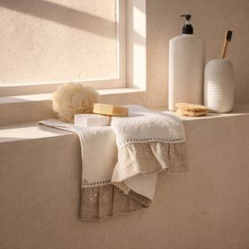 Evidea Soft French Cottage Twin Ekru 50x90 cm Çiçek Desenli Yüz Havlusu