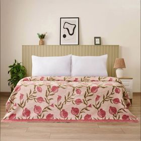 Evidea Soft Granate Ekru Kırmızı 200x220 cm Pamuklu Çift Kişilik Battaniye