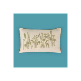 Evidea Soft Green Culture Ekru 30x50 cm Nakışlı Kırlent