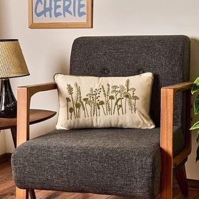Evidea Soft Green Culture Ekru 30x50 cm Nakışlı Kırlent