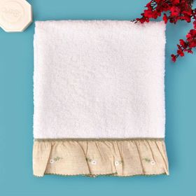 Evidea Soft Green Culture Twin Ekru 50x90 cm Papatya Desenli Yüz Havlusu