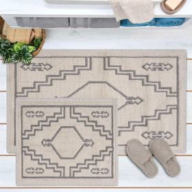 Evidea Soft Klas Ekru Gri 60x100 cm + 50x60 cm 2'li Banyo Paspası