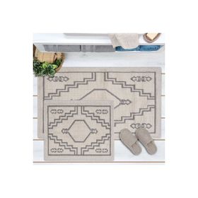 Evidea Soft Klas Ekru Gri 60x100 cm + 50x60 cm 2'li Banyo Paspası