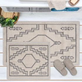 Evidea Soft Klas Ekru Gri 60x100 cm + 50x60 cm 2'li Banyo Paspası