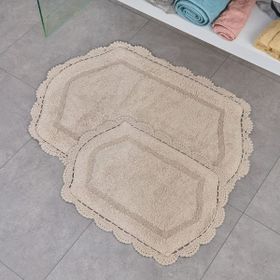 Evidea Soft Lace Bej 40x60 cm + 60x90 cm 2'li Banyo Paspası