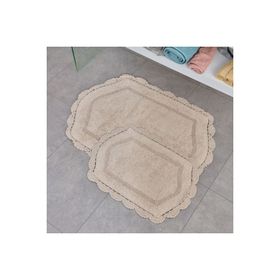 Evidea Soft Lace Bej 40x60 cm + 60x90 cm 2'li Banyo Paspası