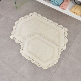 Evidea Soft Lace Ekru 40x60 cm + 60x90 cm 2'li Banyo Paspası