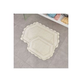 Evidea Soft Lace Ekru 40x60 cm + 60x90 cm 2'li Banyo Paspası