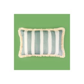 Evidea Soft Line Yeşil Ekru 35x55 cm Saçaklı Kırlent