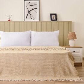 Evidea Soft Luma Bej Krem 200x220 cm Pamuklu Çift Kişilik Battaniye