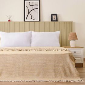 Evidea Soft Luma Bej Krem 200x220 cm Pamuklu Çift Kişilik Battaniye
