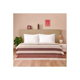 Evidea Soft Marun Ekru Kırmızı 200x230 cm Çift Kişilik Yatak Örtüsü