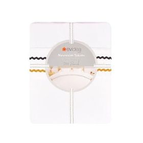 Evidea Soft Mustard Beyaz Çift Kişilik Nevresim Takımı