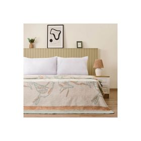 Evidea Soft Nava Ekru Yeşil 200x220 cm Pamuklu Çift Kişilik Battaniye
