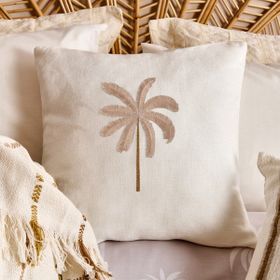 Evidea Soft Palm Breeze Nakışlı Ekru 45x45 cm Kırlent