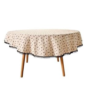 Evidea Soft Pine Ekru 150x150 cm Yuvarlak Masa Örtüsü