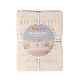 Evidea Soft Raye Krem Çift Kişilik Nevresim Takımı