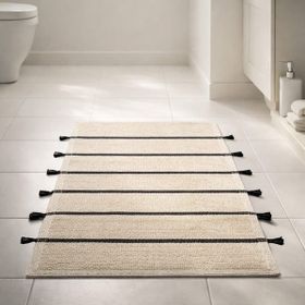 Evidea Soft Rigel Ekru Siyah 60x100 cm Banyo Paspası