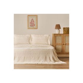 Evidea Soft Salhi Krem 230x240 cm Çift Kişilik Yatak Örtüsü Seti