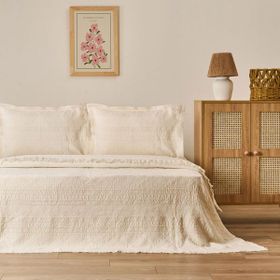 Evidea Soft Salhi Krem 230x240 cm Çift Kişilik Yatak Örtüsü Seti